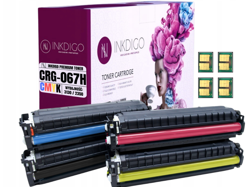 4x Toner Inkdigo do drukarek Canon CMYK zamiennik 067H wszystkie kolory